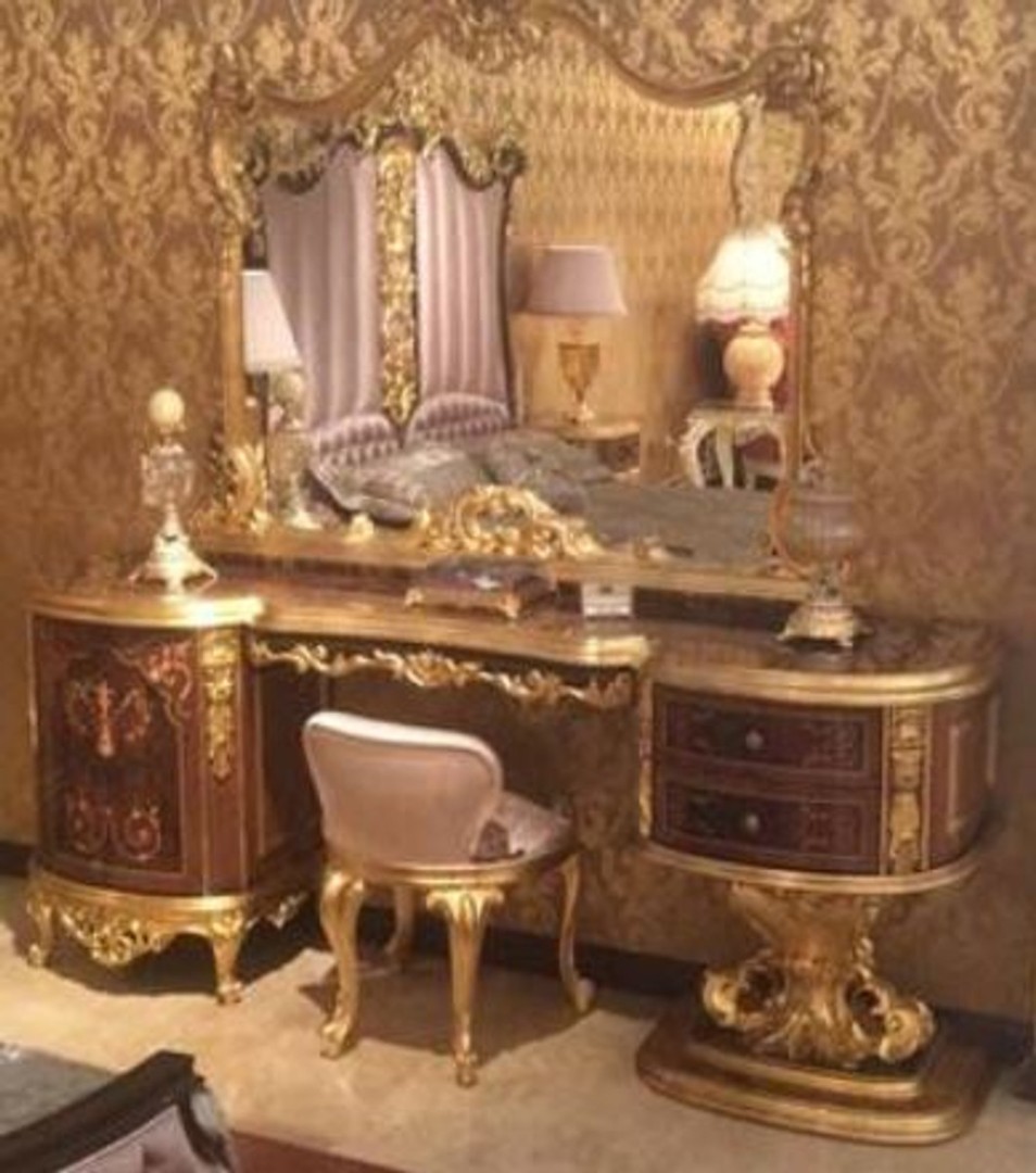 Casa Padrino Luxus Barock Schlafzimmer Set Braun / Rosa / Antik