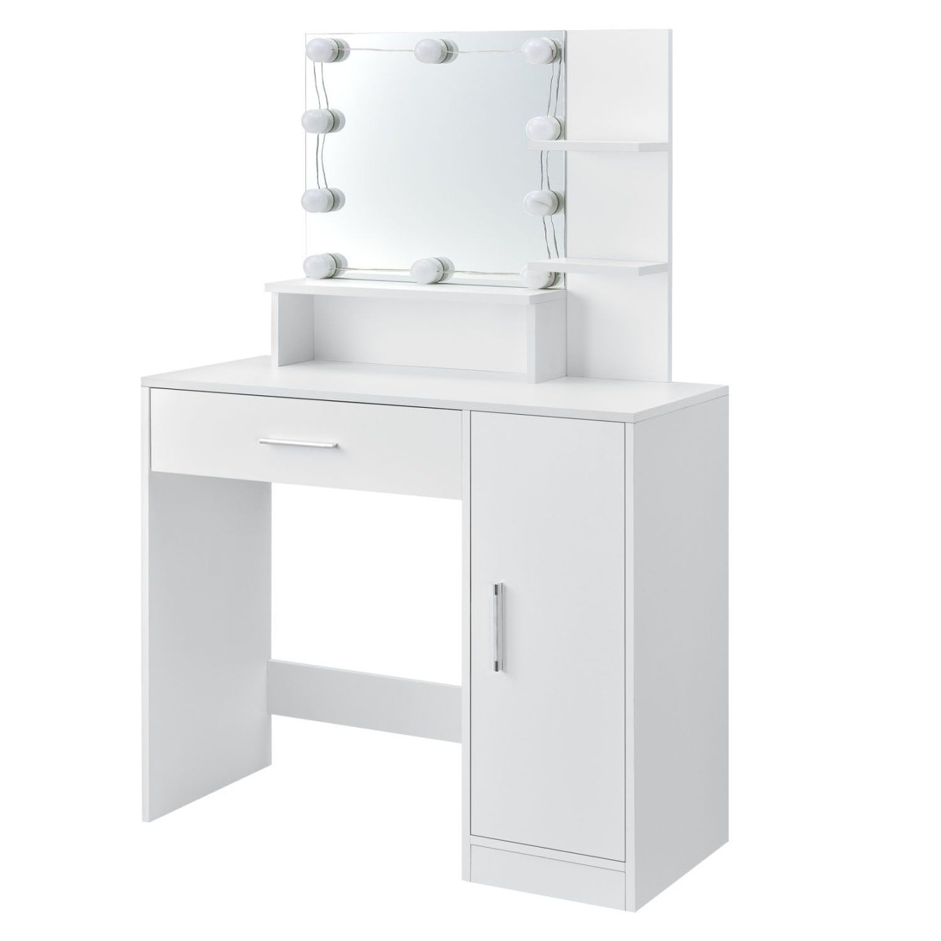 Juskys Zoey Makeup Table with Mirror, Drawer,  Compartments and