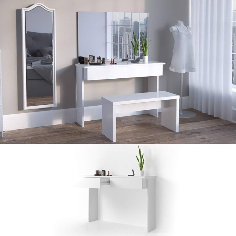 Vicco Dressing Table Azur White  cm without Mirror